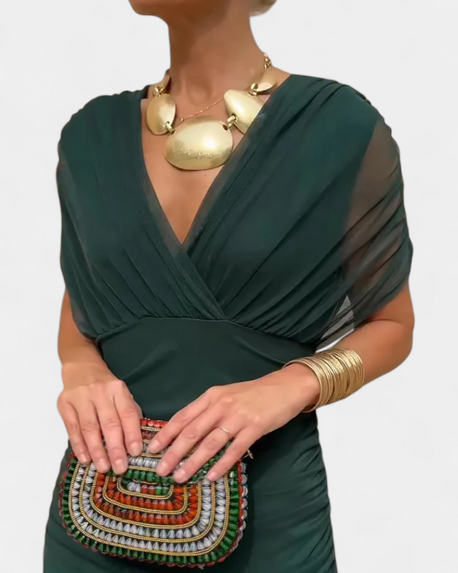 Cressida | Refined Midi Dress – Off-Shoulder Ruched Evening Style