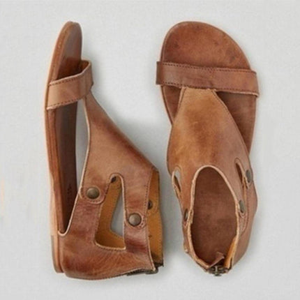 Delaney | Orthopedic Flat Sandals – Cutout Ankle Strap Style