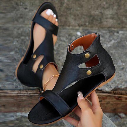 Delaney | Orthopedic Flat Sandals – Cutout Ankle Strap Style