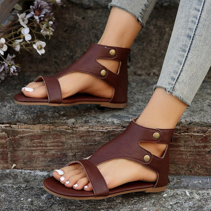 Delaney | Orthopedic Flat Sandals – Cutout Ankle Strap Style