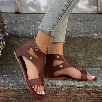 Delaney | Orthopedic Flat Sandals – Cutout Ankle Strap Style
