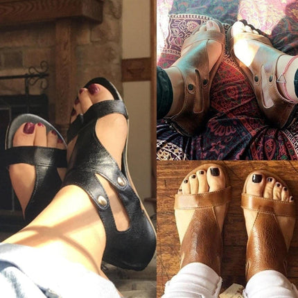 Delaney | Orthopedic Flat Sandals – Cutout Ankle Strap Style