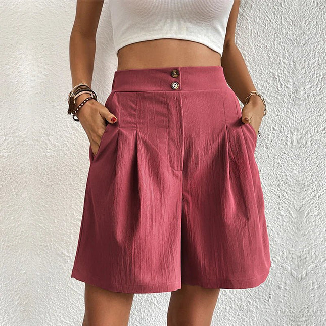 Delphine | Longline High Waist Wide Leg Shorts – Pleated Style