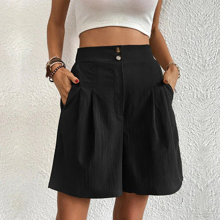 Delphine | Longline High Waist Wide Leg Shorts – Pleated Style