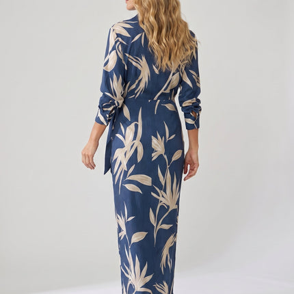 Eliana | Elegant Wrap Maxi Dress – Leaf Print V-Neck