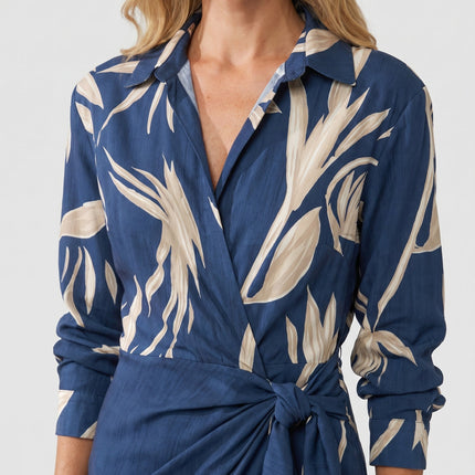 Eliana | Elegant Wrap Maxi Dress – Leaf Print V-Neck