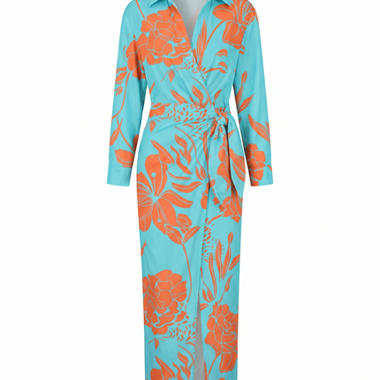 Eliana | Elegant Wrap Maxi Dress – Leaf Print V-Neck