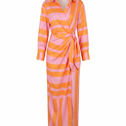 Eliana | Elegant Wrap Maxi Dress – Leaf Print V-Neck