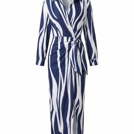 Eliana | Elegant Wrap Maxi Dress – Leaf Print V-Neck