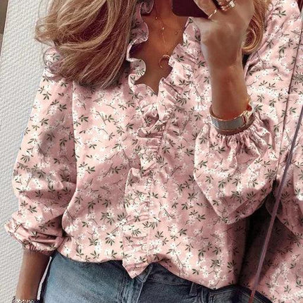 Elise | Ruffle V-Neck Blouse