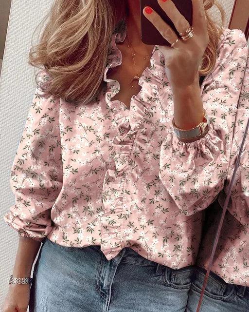 Elise | Ruffle V-Neck Blouse