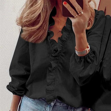 Elise | Ruffle V-Neck Blouse