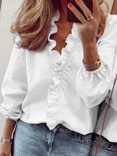 Elise | Ruffle V-Neck Blouse