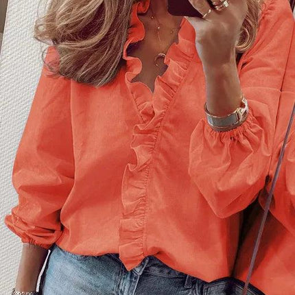 Elise | Ruffle V-Neck Blouse