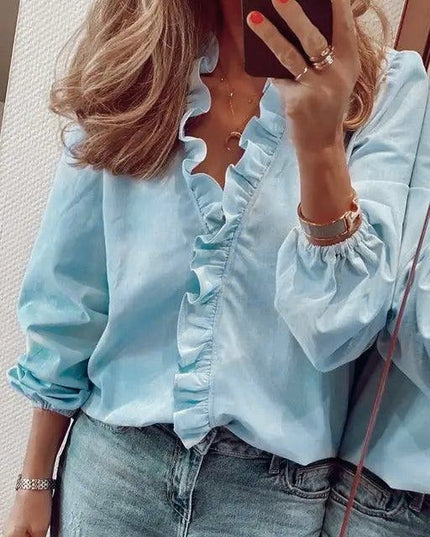Elise | Ruffle V-Neck Blouse