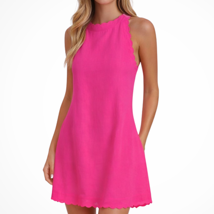 Eloise | Chic Mini Dress – Sleeveless Scalloped Style