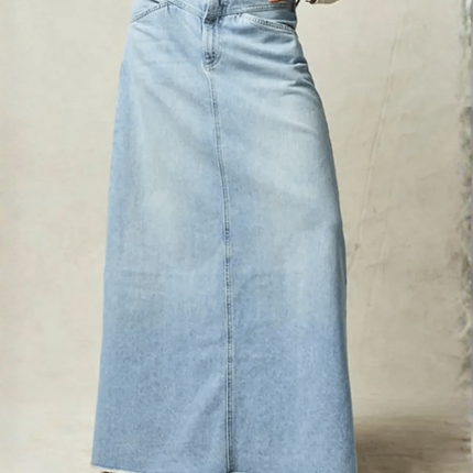 Elowen | Classic Denim Skirt – High Waist A-Line Maxi