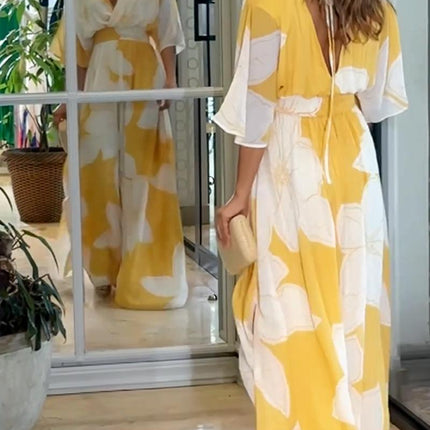 Elowen | Elegant Floral Maxi Dress – Twist Front Style