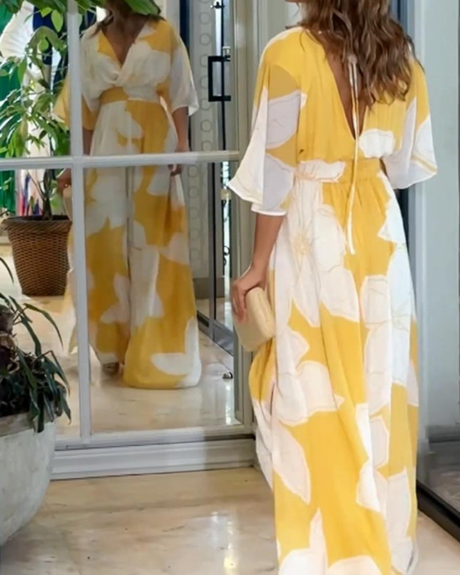 Elowen | Elegant Floral Maxi Dress – Twist Front Style