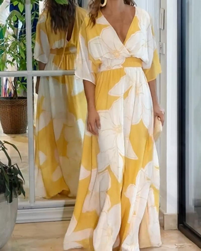 Elowen | Elegant Floral Maxi Dress – Twist Front Style