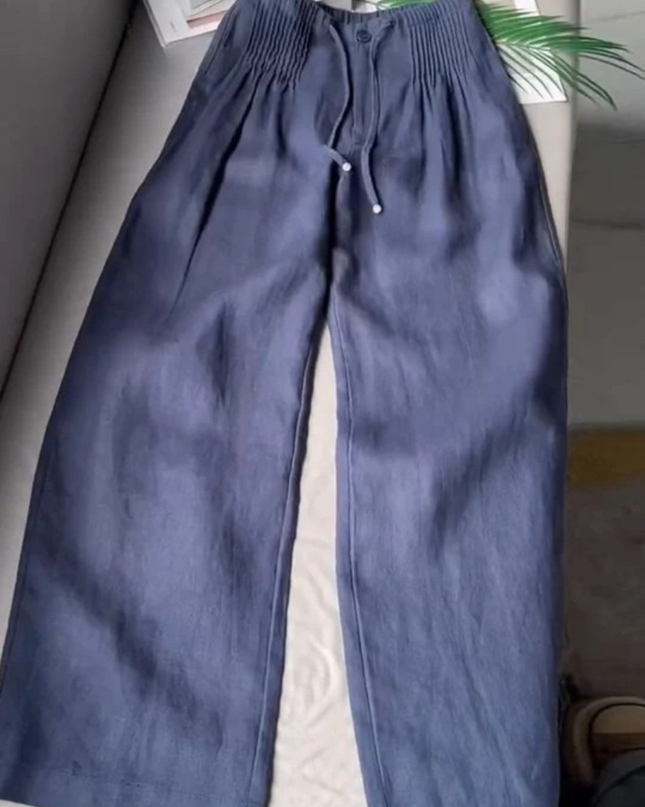 Elowen | Relaxed Women's Wide-Leg Pants – Cotton-Linen Blend