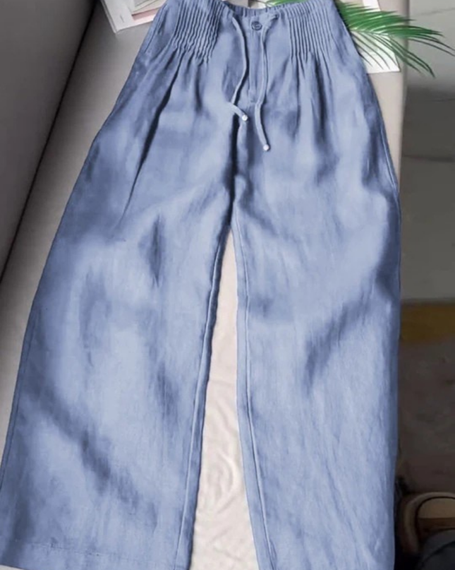 Elowen | Relaxed Women's Wide-Leg Pants – Cotton-Linen Blend