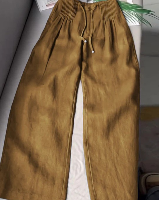 Elowen | Relaxed Women's Wide-Leg Pants – Cotton-Linen Blend