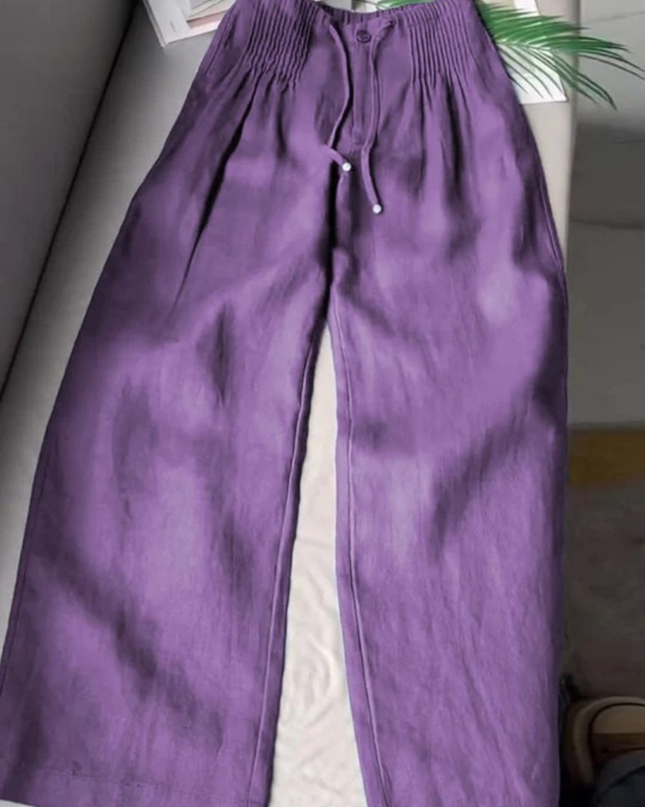 Elowen | Relaxed Women's Wide-Leg Pants – Cotton-Linen Blend