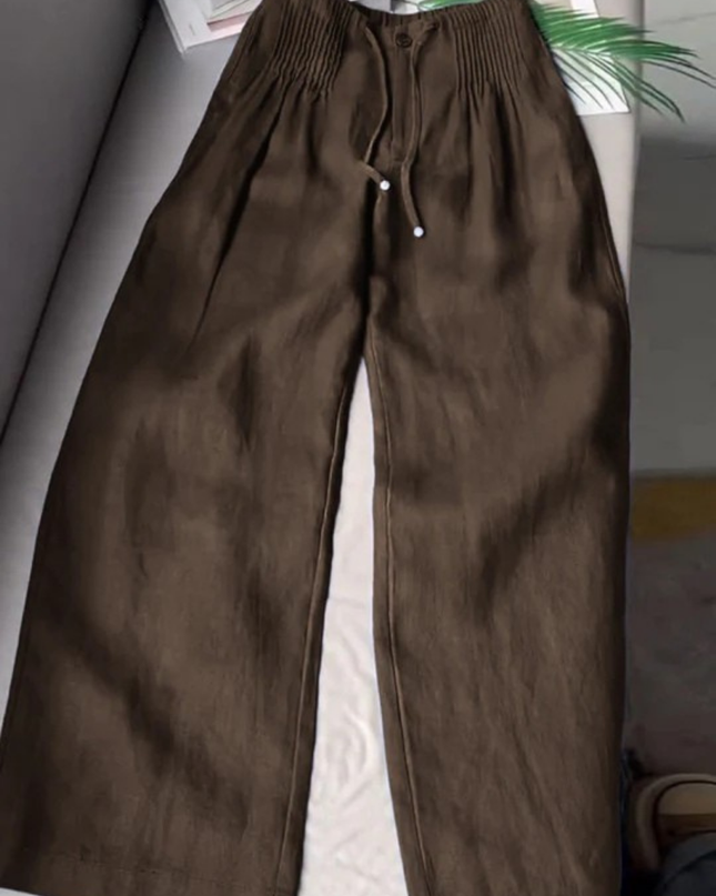 Elowen | Relaxed Women's Wide-Leg Pants – Cotton-Linen Blend