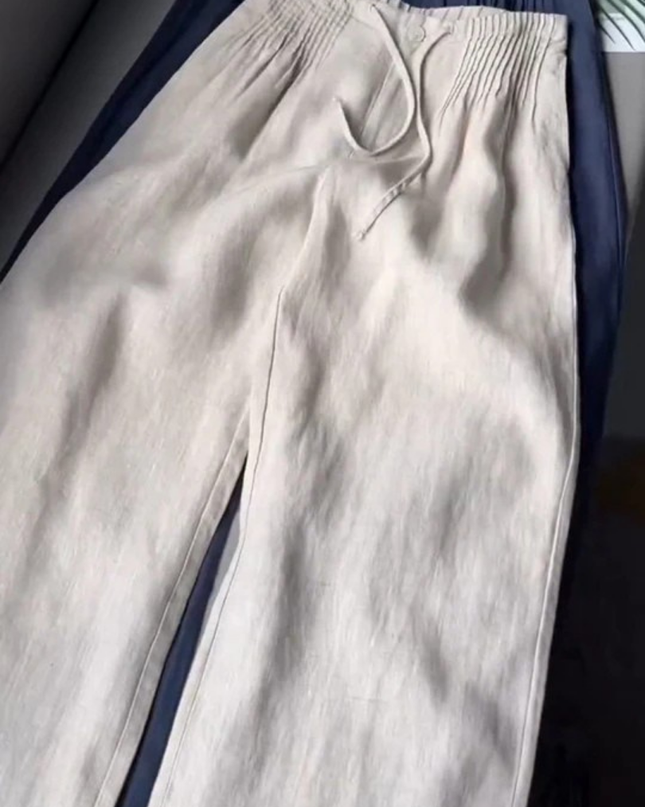 Elowen | Relaxed Women's Wide-Leg Pants – Cotton-Linen Blend