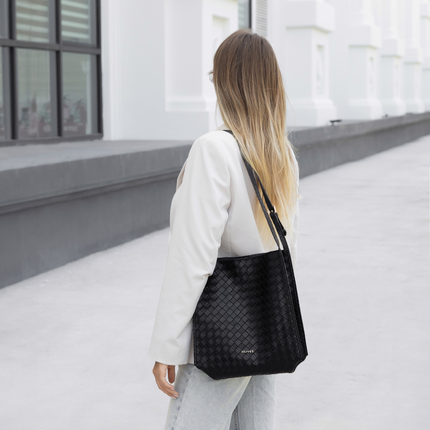 Eulalie | Textured Tote Bag – Woven Vegan Leather Style