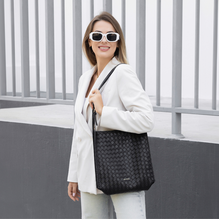 Eulalie | Textured Tote Bag – Woven Vegan Leather Style