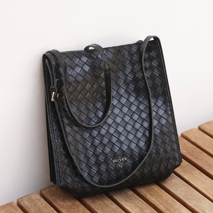 Eulalie | Textured Tote Bag – Woven Vegan Leather Style