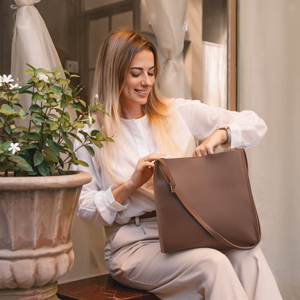 Eulalie | Textured Tote Bag – Woven Vegan Leather Style