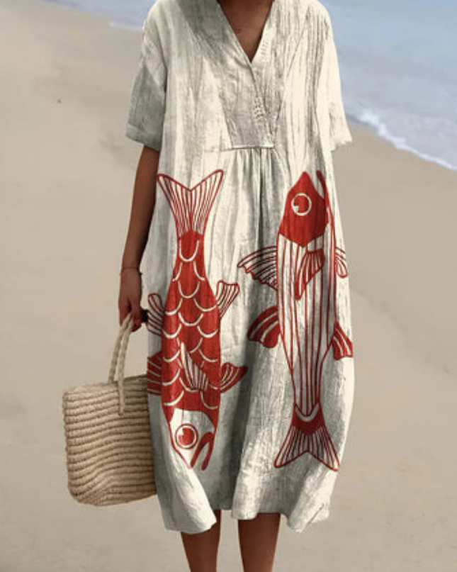 Evadne | Artisan Midi Dress – Relaxed Striped Summer Style