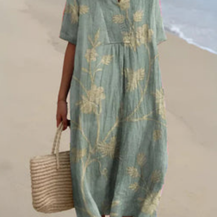Evadne | Artisan Midi Dress – Relaxed Striped Summer Style