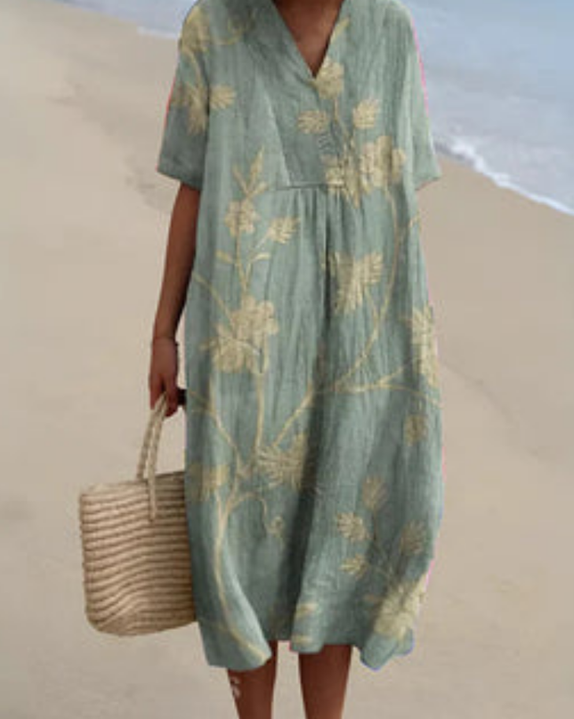 Evadne | Artisan Midi Dress – Relaxed Striped Summer Style