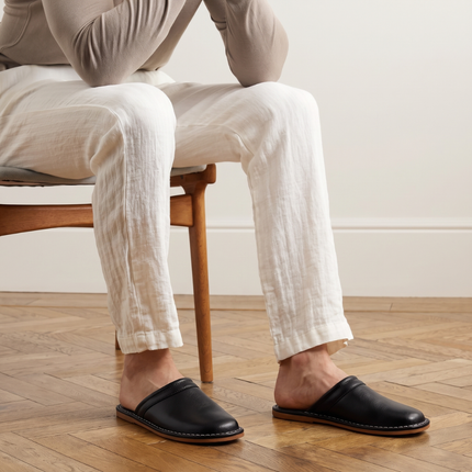 Evander | Classic Men's Leather Clogs – Mule Slippers