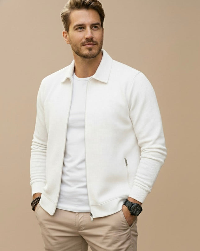 Evander | Modern Zip Cardigan – Men's Stand Collar Knit