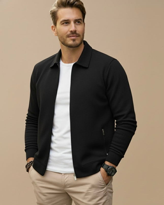 Evander | Modern Zip Cardigan – Men's Stand Collar Knit
