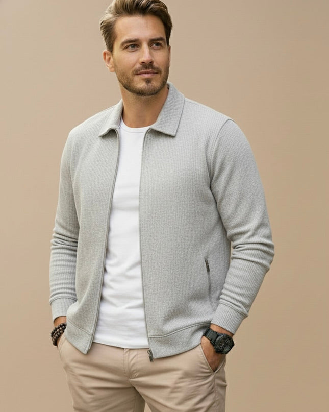 Evander | Modern Zip Cardigan – Men's Stand Collar Knit