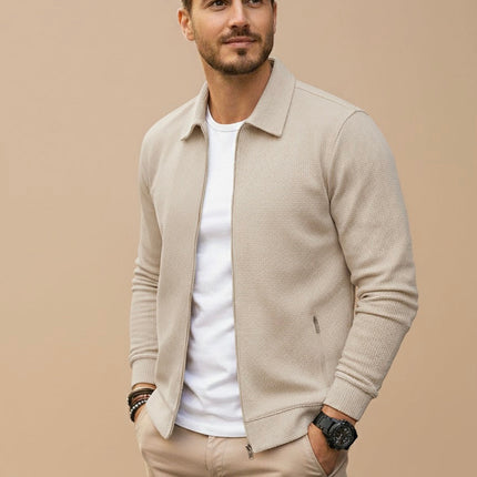 Evander | Modern Zip Cardigan – Men's Stand Collar Knit