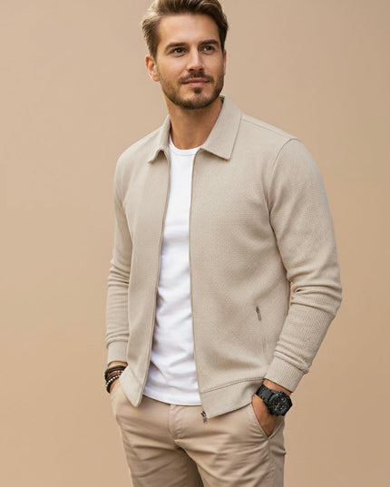 Evander | Modern Zip Cardigan – Men's Stand Collar Knit