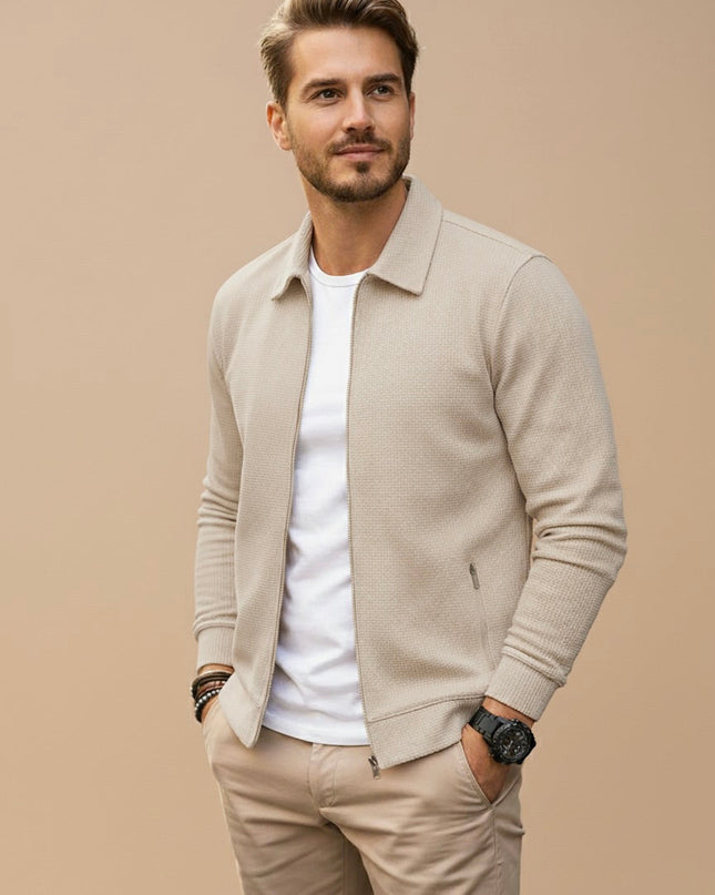 Evander | Modern Zip Cardigan – Men's Stand Collar Knit