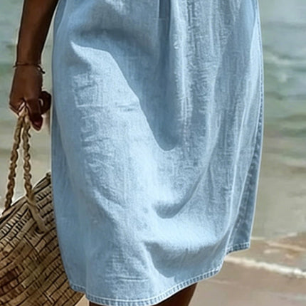 Evelyn | Casual Denim Dress – Button Front Midi
