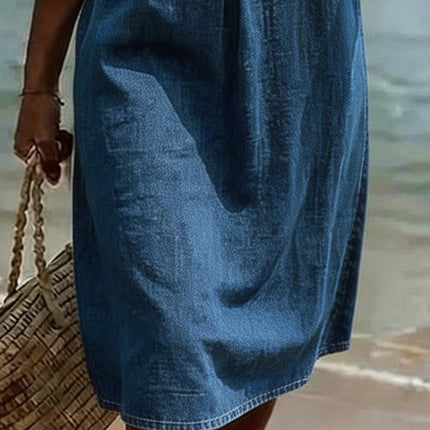 Evelyn | Casual Denim Dress – Button Front Midi