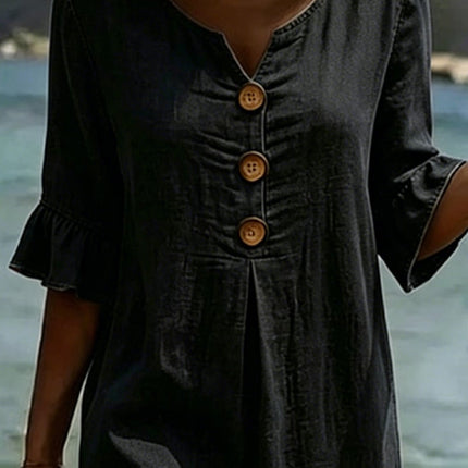 Evelyn | Casual Denim Dress – Button Front Midi