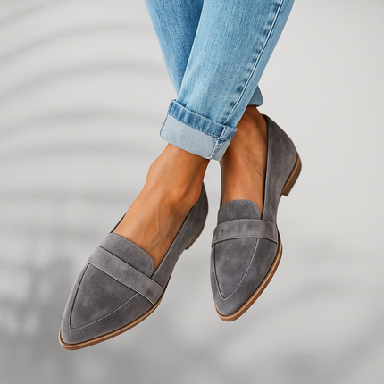 Evelyn | Pointed Toe Penny Loafers – Slip-On Flat Comfort