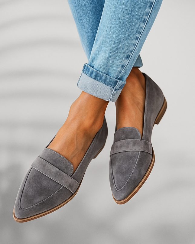 Evelyn | Pointed Toe Penny Loafers – Slip-On Flat Comfort