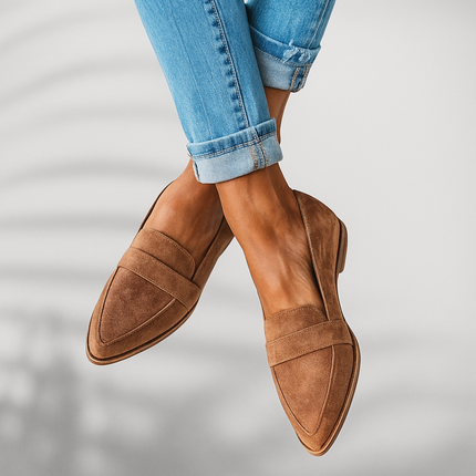 Evelyn | Pointed Toe Penny Loafers – Slip-On Flat Comfort